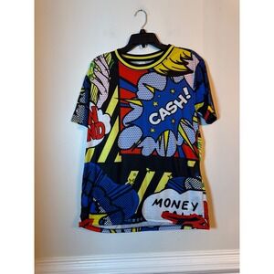 Reason Pop Art T-Shirt Mens Medium Comic Book Graphic All Over Print Multi Color